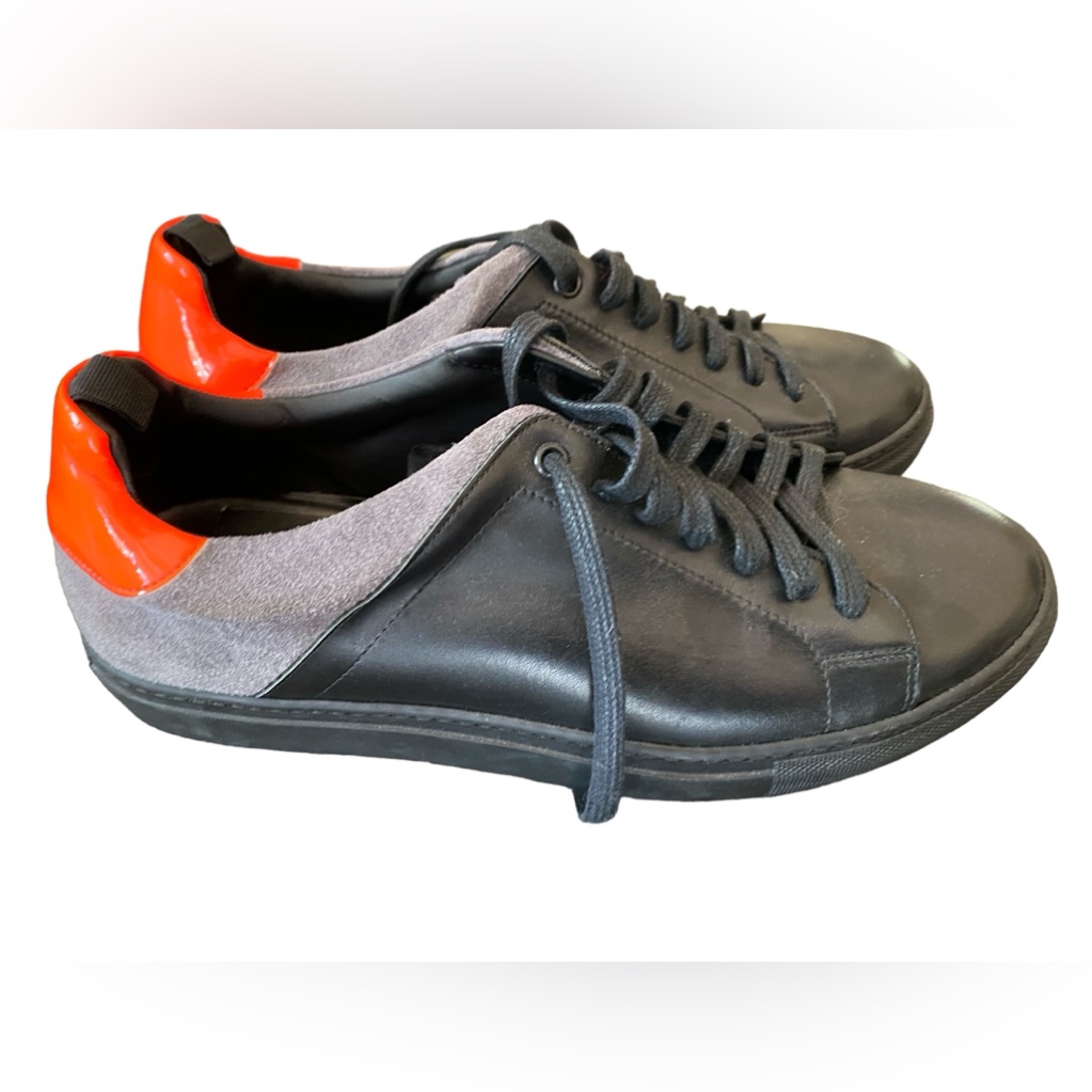 Jared Lang Black Men’s Sneakers W/Orange & Gray Size 43 European/10 Us N
